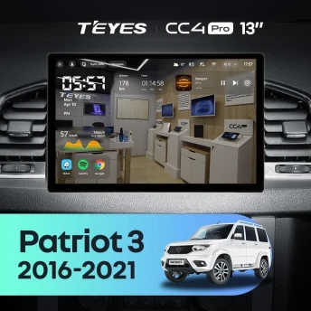 Штатная магнитола Teyes CC4 Pro 8/128 UAZ Patriot 3 (2016-2021) F1 (13")