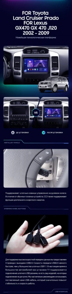 Штатная магнитола Teyes CC3 2K 6/128 Toyota Land Cruiser Prado J120 (2002-2009) F1 Тип-A