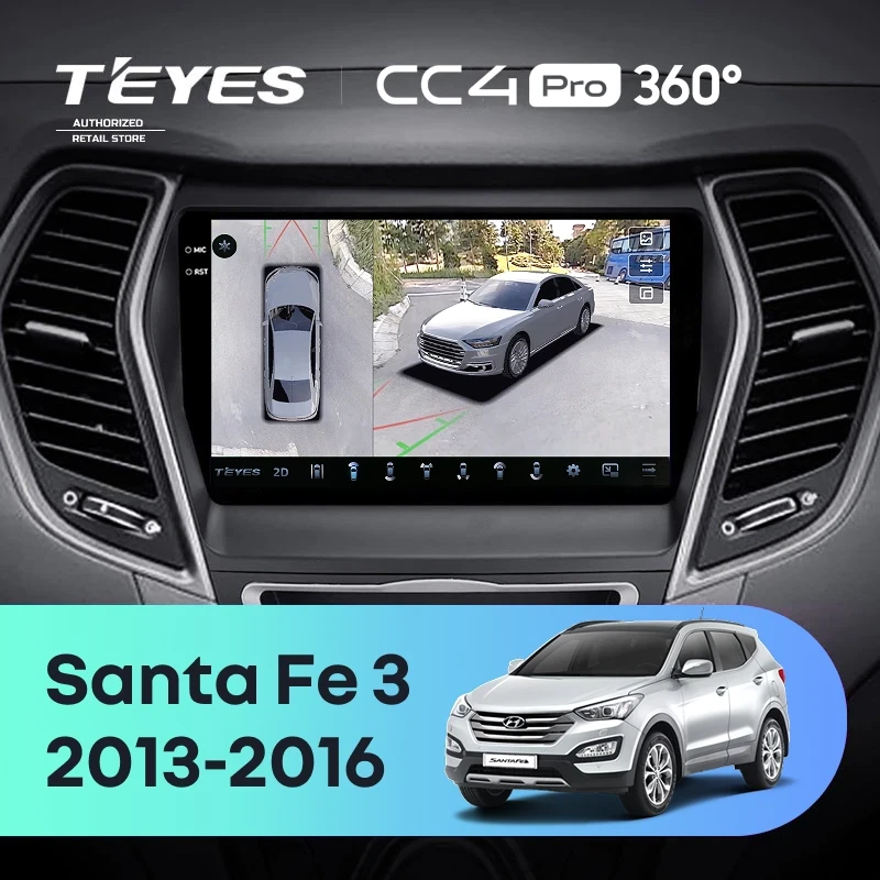 Штатная магнитола Teyes CC4 Pro 360 8/128 Hyundai Santa Fe 3 (2013-2016) Тип-C