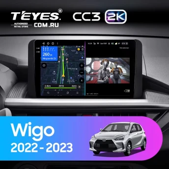 Штатная магнитола Teyes CC3 2K 4/32 Toyota Wigo (2022-2023) F2