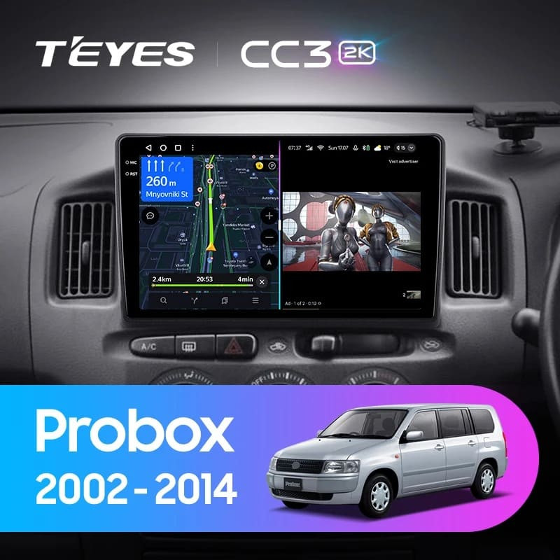 Штатная магнитола Teyes CC3 2K 6/128 Toyota Probox XP50 XP160 (2002-2014) Правый руль