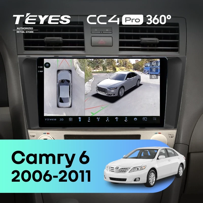 Штатная магнитола Teyes CC4 Pro 360 8/128 Toyota Camry 6 XV 40 (2006-2011) F3 (черная)