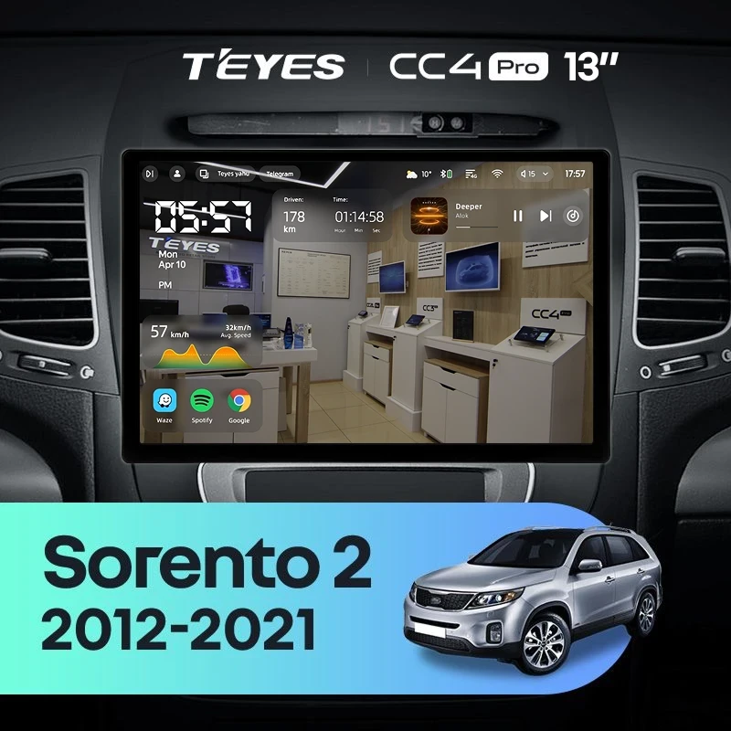 Штатная магнитола Teyes CC4 Pro 12/256 Kia Sorento 2 II XM (2012-2021) F3 (13")