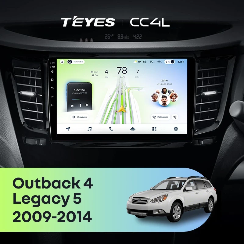 Штатная магнитола Teyes CC4L 6/64 Subaru Outback 4 BR (2009-2014) Правый руль