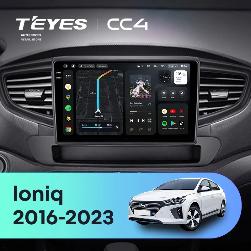 Штатная магнитола Teyes CC4 8/128 Hyundai Ioniq AE (2016-2023) Тип-A
