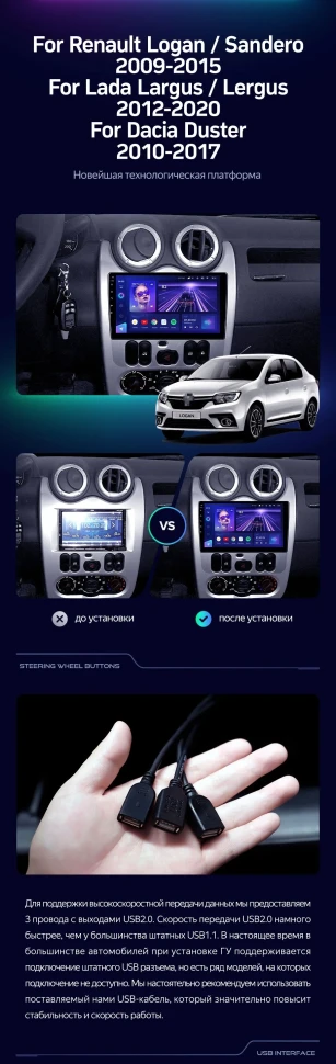 Штатная магнитола Teyes CC3 2K 4/32 Lada Largus (2012-2020)