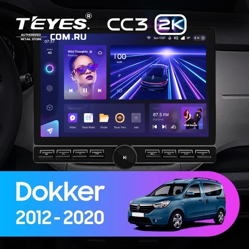 Штатная магнитола Teyes CC3 2K 6/128 Renault Dokker (2012-2020) (13" с кнопками)