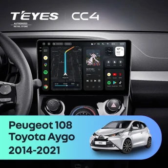 Штатная магнитола Teyes CC4 8/128 Peugeot 108 (2014-2021) F1