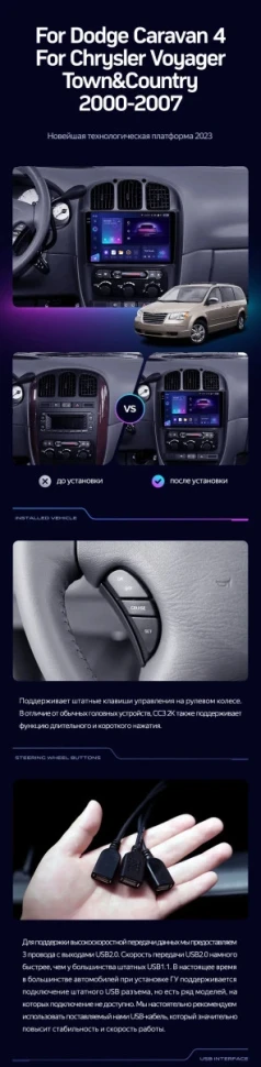 Штатная магнитола Teyes CC3 4/32 Chrysler Voyager (2000-2007) Тип-A