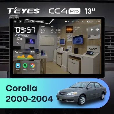 Штатная магнитола Teyes CC4 Pro 12/256 Toyota Corolla E130 E120 (2000-2004) (13")