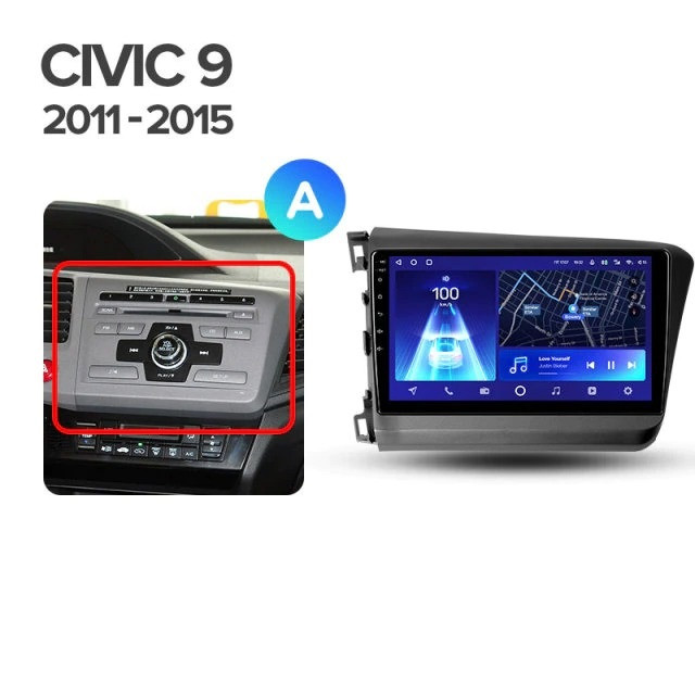 Переходная рамка Honda Civic 9 FB FK FD (2011-2015) (9")