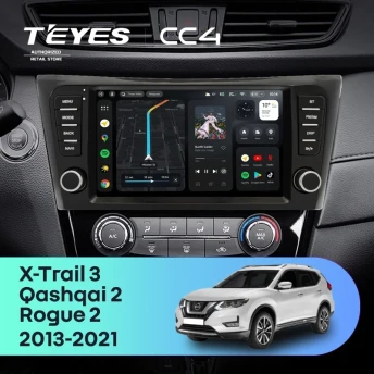 Штатная магнитола Teyes CC4 8/128 Nissan Rogue 2 (2013-2021) F4 климат контроль Тип-AB с кнопками