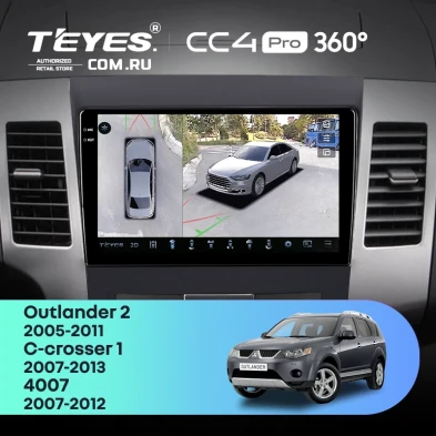 Штатная магнитола Teyes CC4 Pro 360 8/128 Citroen C-Crosser 1 (2007-2013) Декор Тип-B