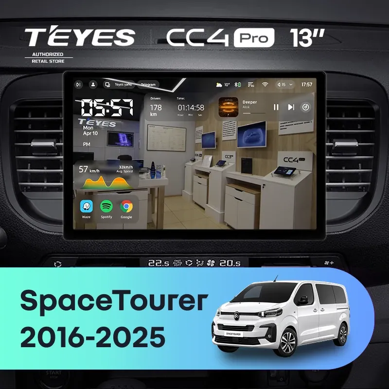 Штатная магнитола Teyes CC4 Pro 12/256 Citroen SpaceTourer (2016-2025) (13")