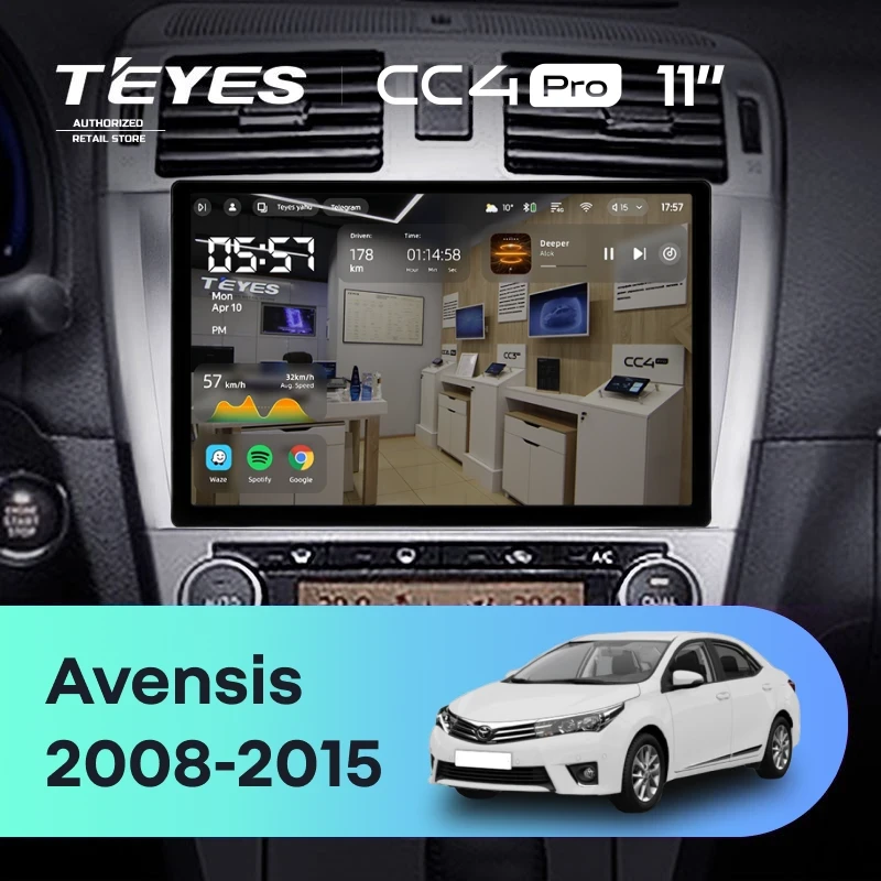 Штатная магнитола Teyes CC4 Pro 12/256 Toyota Avensis 3 (2008-2015) F1 (11")