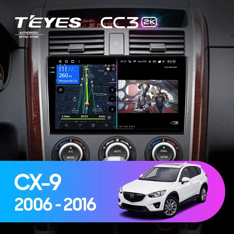 Штатная магнитола Teyes CC3 2K 360 6/128 Mazda CX-9 TB (2006-2016)