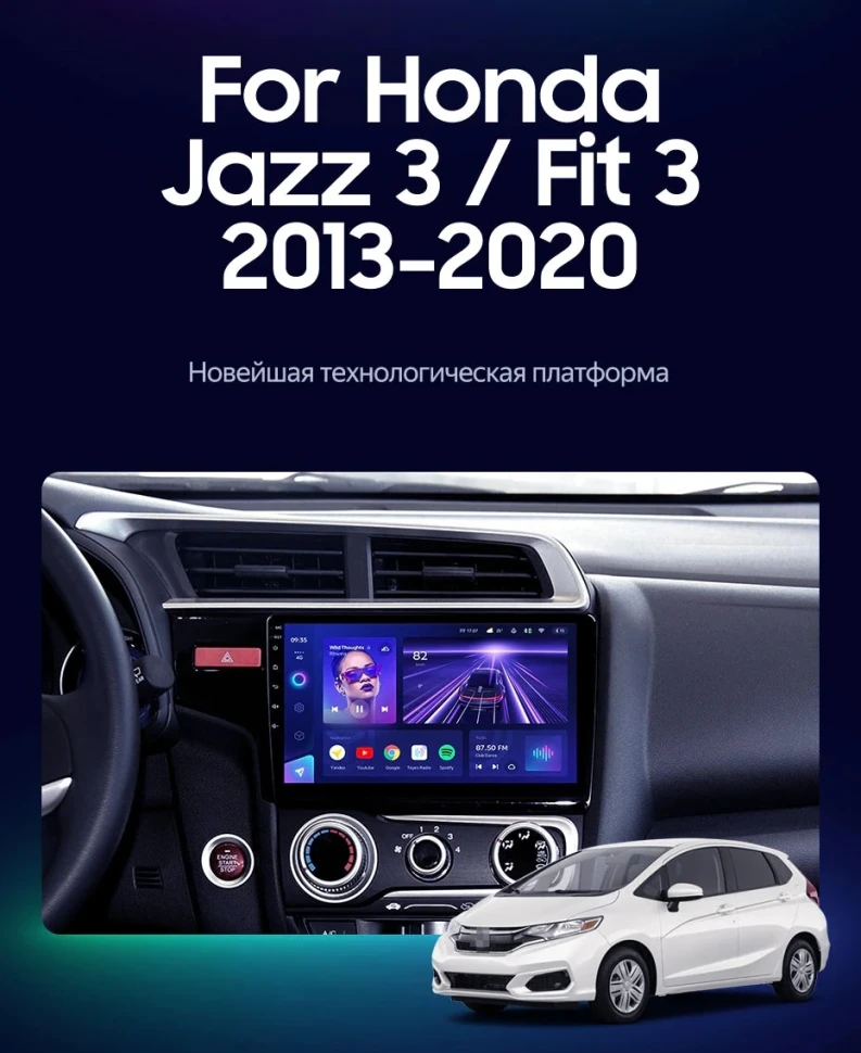 Штатная магнитола Teyes CC3 2K 4/64 Honda Fit 3 (2013-2020) Тип-A