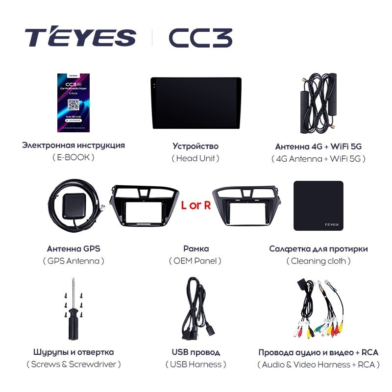 Штатная магнитола Teyes CC3L 4/32 Hyundai i20 2 GB (2014-2018) Правый руль