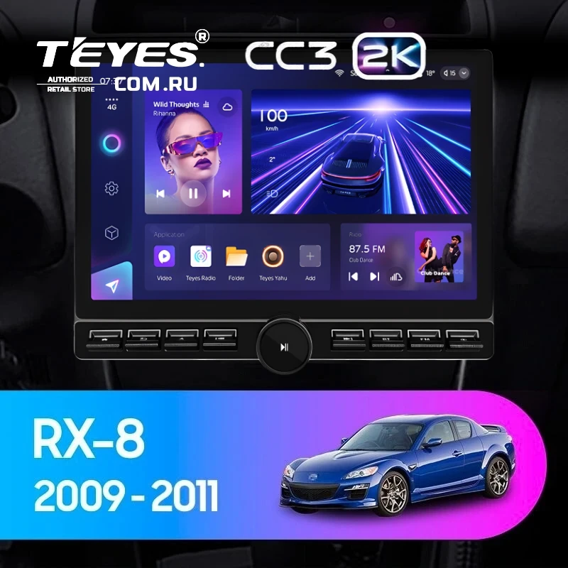 Штатная магнитола Teyes CC3 2K 6/128 Mazda RX-8 SE (2009-2011) (13" с кнопками)