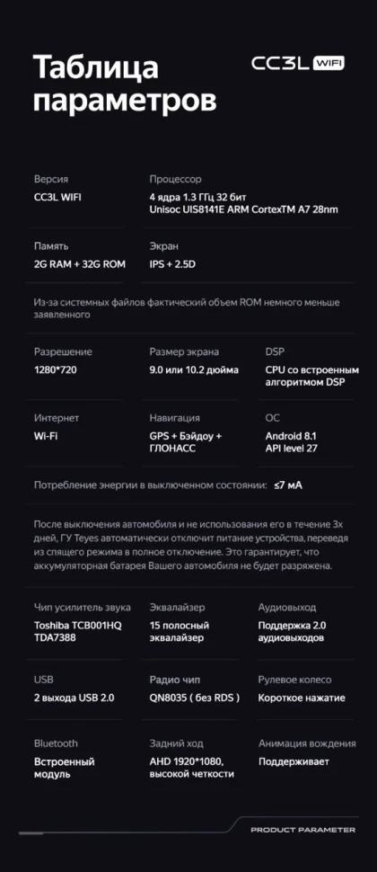 Штатная магнитола Teyes CC3L WiFi 2/32 Kia Sorento 3 Prime (2014-2017) Тип-B