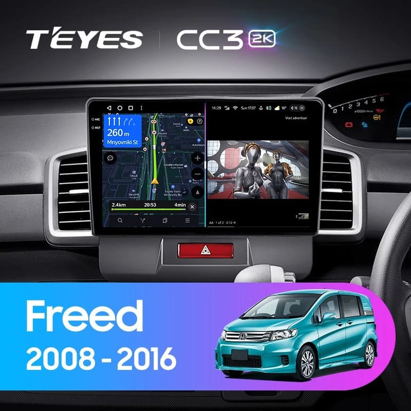 Штатная магнитола Teyes CC3 2K 4/64 Honda Freed 1 (2008-2016) F1 Правый руль