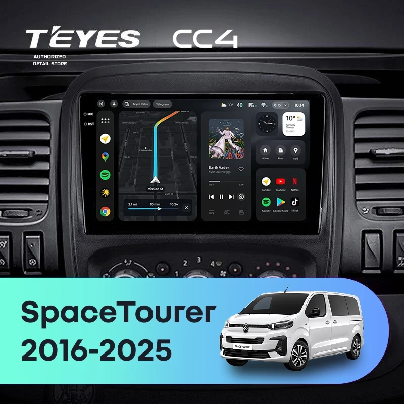 Штатная магнитола Teyes CC4 8/128 Citroen SpaceTourer (2016-2026)