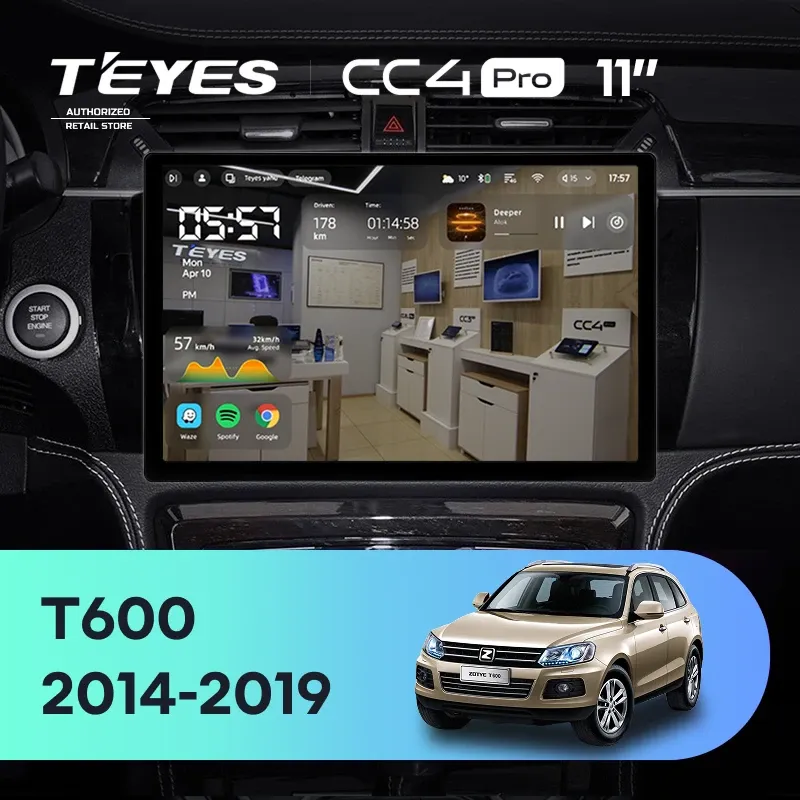 Штатная магнитола Teyes CC4 Pro 8/128 Zotye T600 (2014-2019) (11")