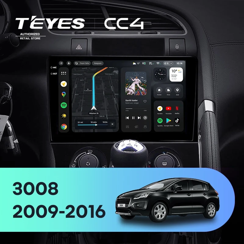 Штатная магнитола Teyes CC4 8/128 Peugeot 3008 1 (2009-2016) F2