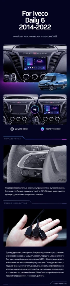 Штатная магнитола Teyes CC3 2K 360 6/128 Iveco Daily 6 (2014-2022)
