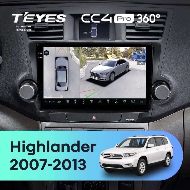 Штатная магнитола Teyes CC4 Pro 360 8/128 Toyota Highlander 2 XU40 (2007-2013) F1 10"