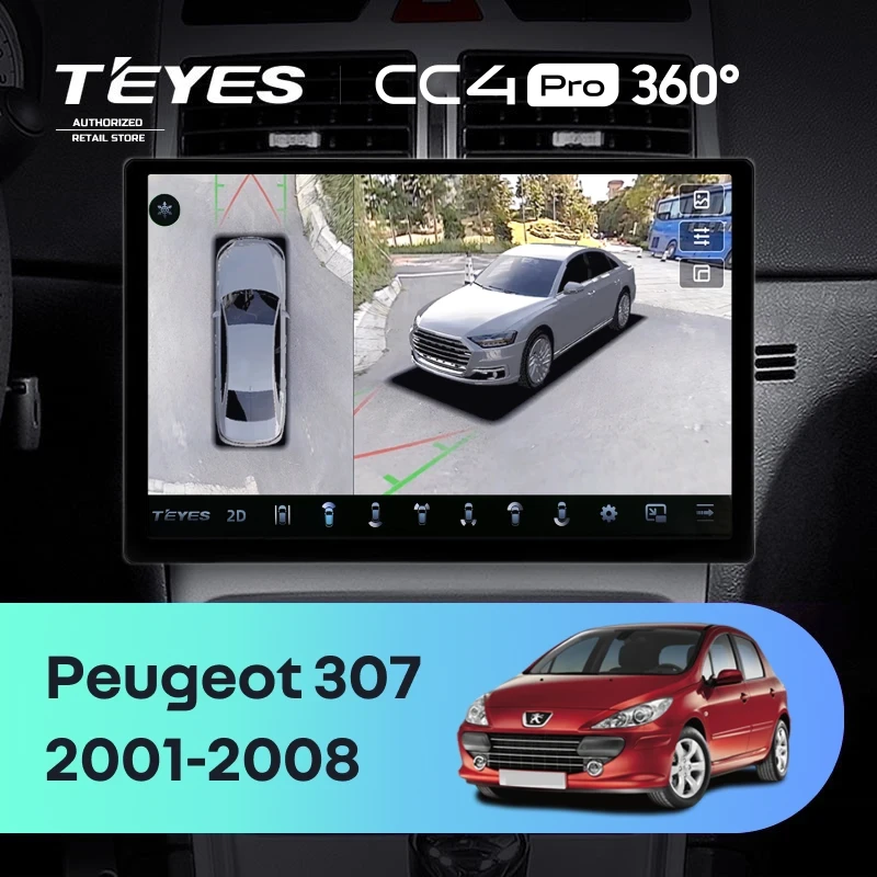 Штатная магнитола Teyes CC4 Pro 360 12/256 Peugeot 307 1 (2001-2008) (11")