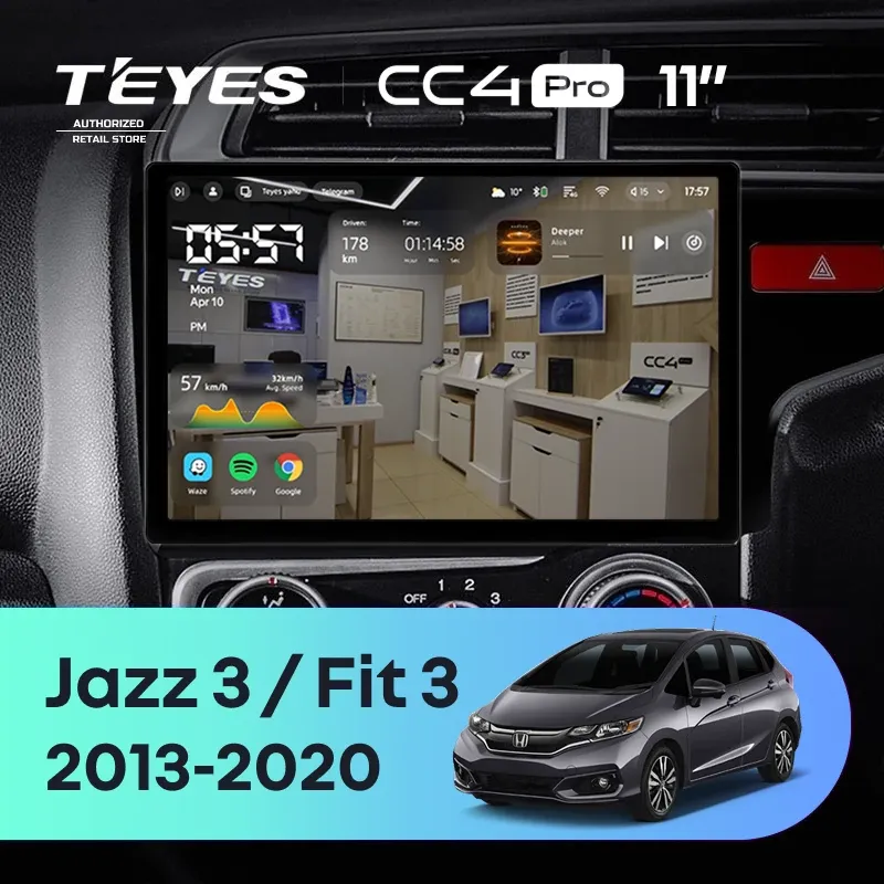 Штатная магнитола Teyes CC4 Pro 8/128 Honda Fit 3 GP GK (2013-2020) Тип-B (11")
