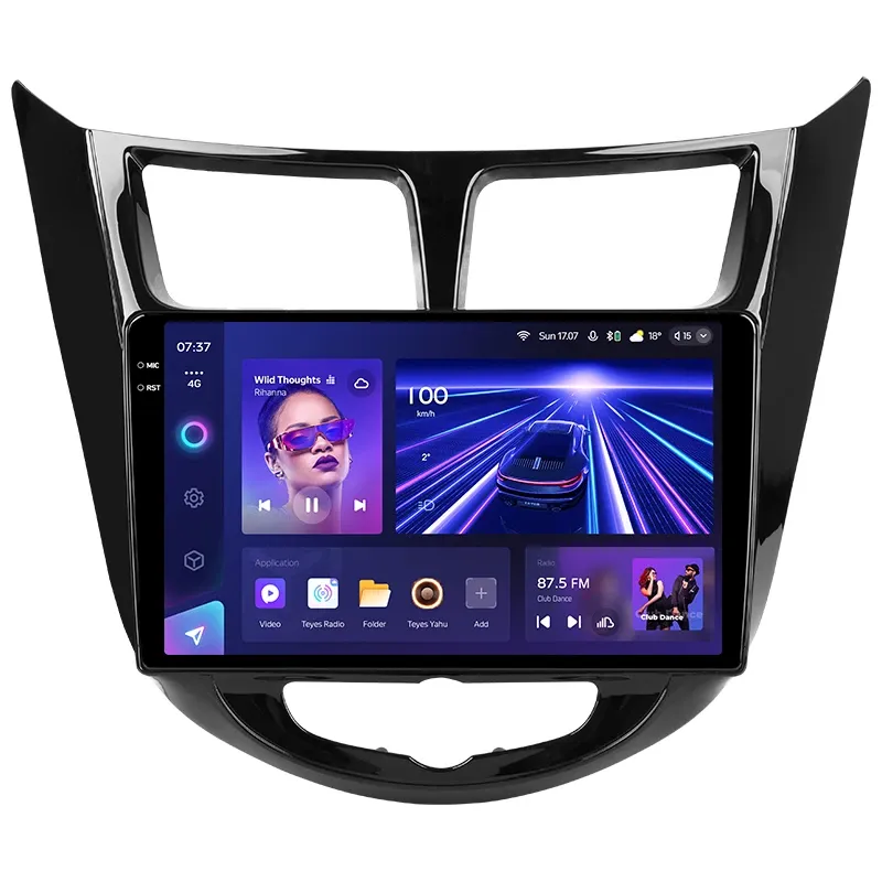 Переходная рамка Hyundai Solaris 1 (2010-2016) (черный глянец) F2 (9")