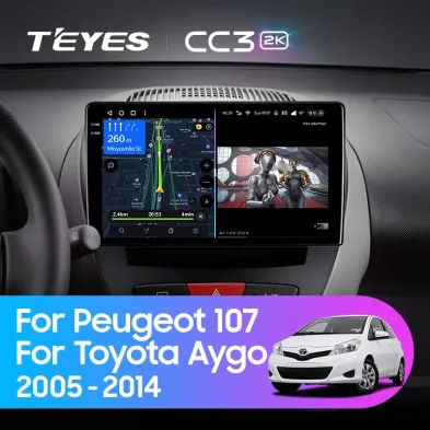 Штатная магнитола Teyes CC3 2K 6/128 Peugeot 107 (2005-2014)