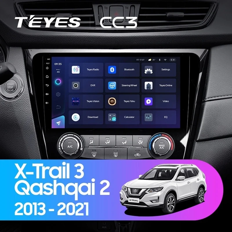 Штатная магнитола Teyes CC3 4/64 Nissan X-Trail 3 T32 (2013-2021) F2 климат контроль Тип-AB