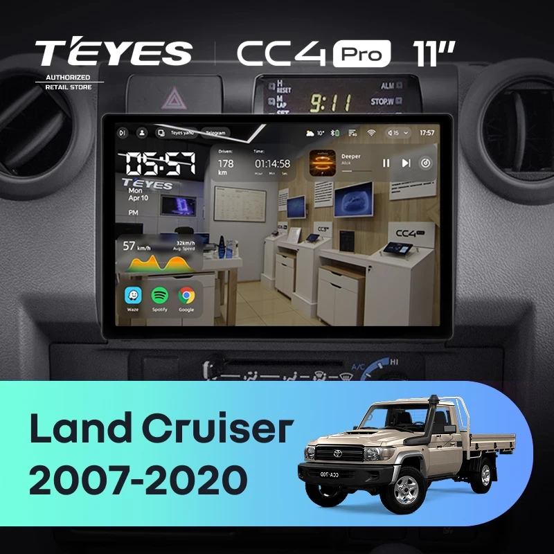 Штатная магнитола Teyes CC4 Pro 8/128 Toyota Land Cruiser 70 Series LC 79 (2007-2020) (11")
