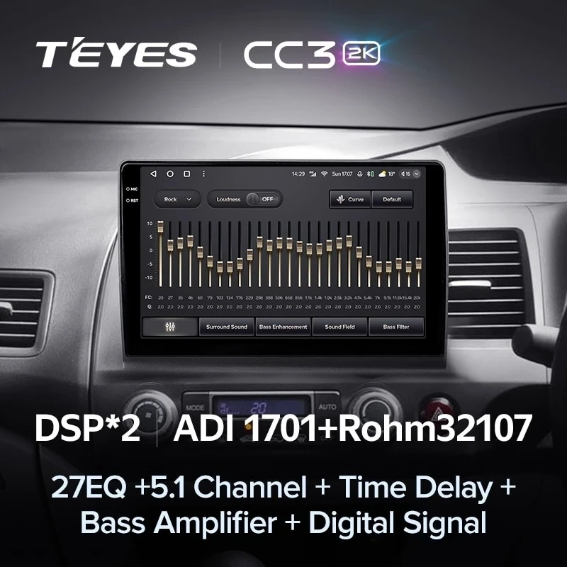 Штатная магнитола Teyes CC3 2K 4/32 Honda Civic 8 FK FN FD (2005-2012) Правый руль