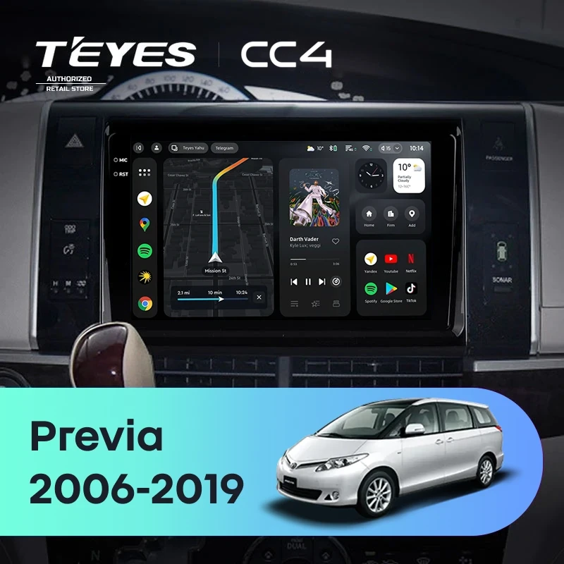 Штатная магнитола Teyes CC4 6/64 Toyota Previa XR50 (2006-2019)