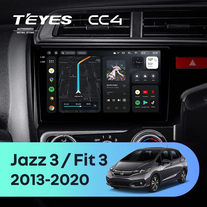 Штатная магнитола Teyes CC4 6/64 Honda Fit 3 GP GK (2013-2020) Тип-B Правый руль