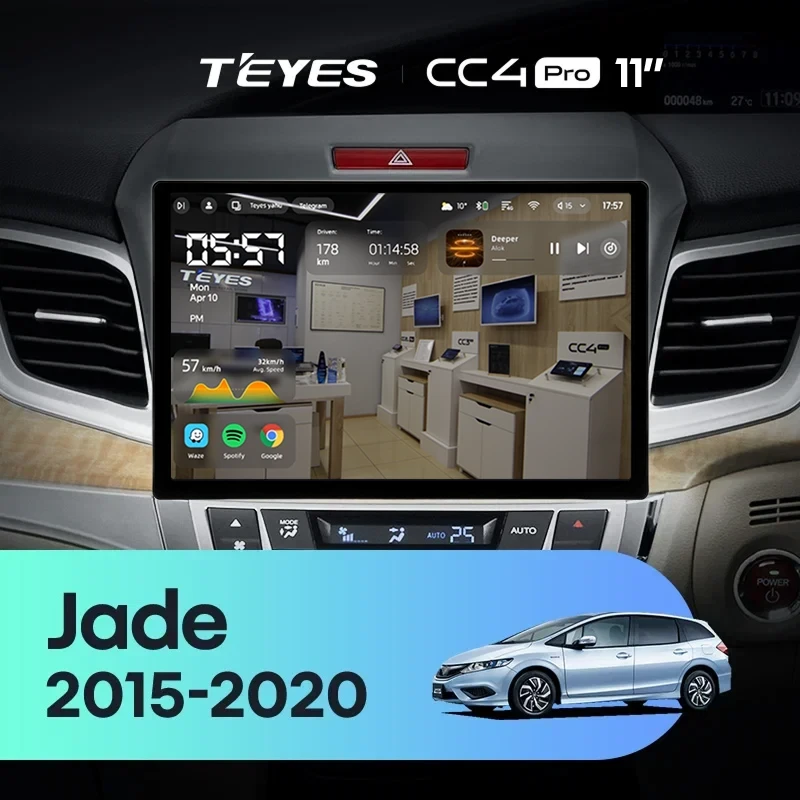 Штатная магнитола Teyes CC4 Pro 8/128 Honda Jade (2015-2020) Правый руль (11")