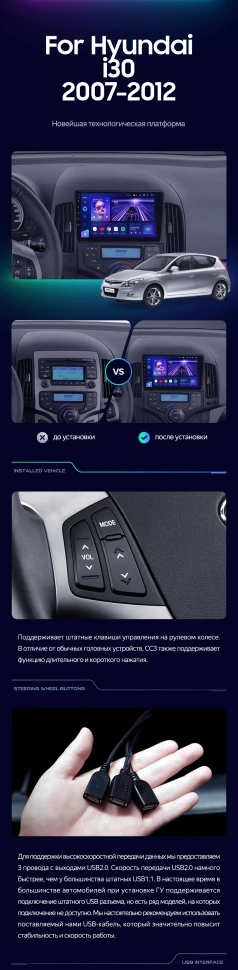 Штатная магнитола Teyes CC3 4/32 Hyundai i30 1 FD (2007-2012) F1