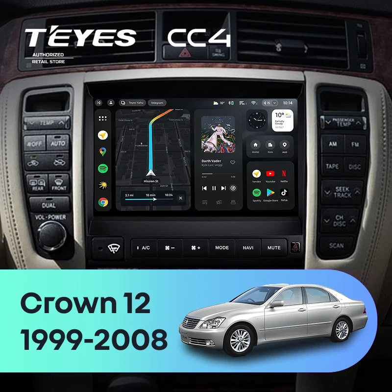 Штатная магнитола Teyes CC4 8/128 Toyota Crown 12 S180 (1999-2008)
