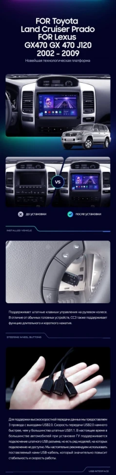 Штатная магнитола Teyes CC3 4/64 Toyota Land Cruiser Prado J120 (2002-2009) F1 Тип-A