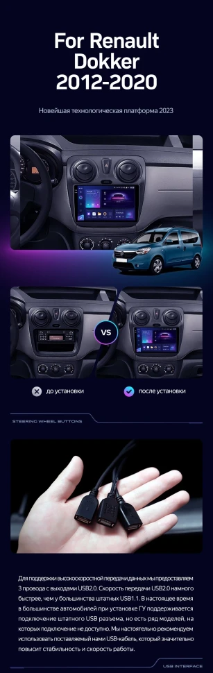 Штатная магнитола Teyes CC3L 4/32 Renault Dokker (2012-2020)