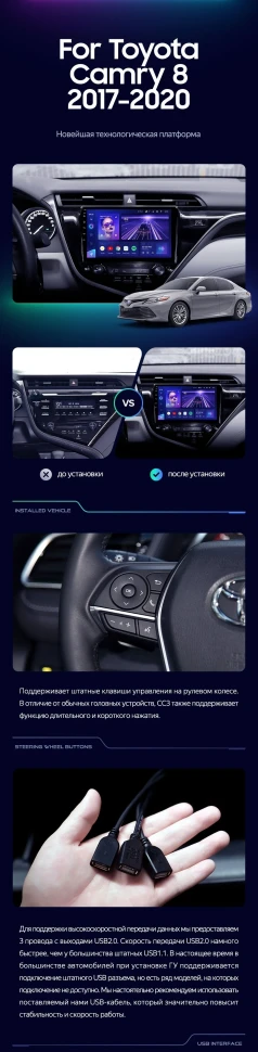 Штатная магнитола Teyes CC3 4/32 Toyota Camry 8 XV 70 (2017-2020) F1