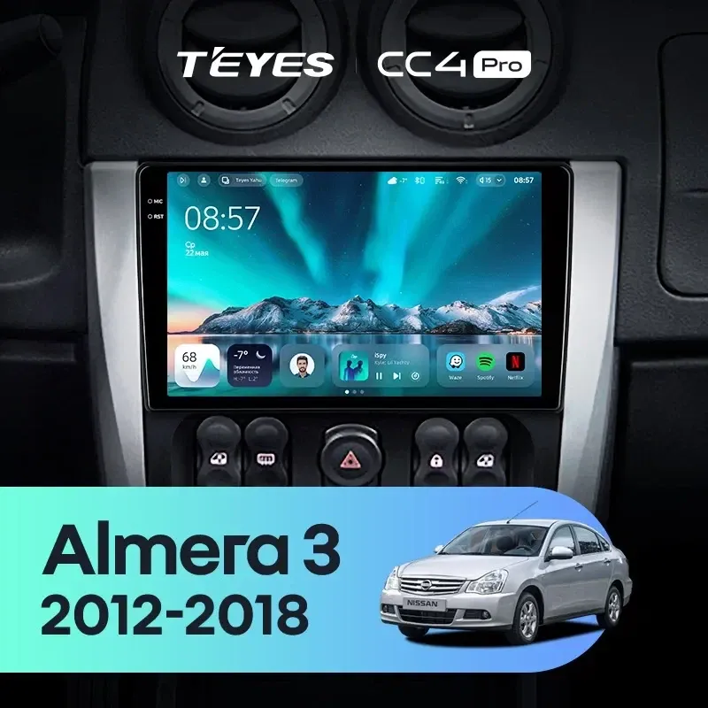 Штатная магнитола Teyes CC4 Pro 12/256 Nissan Almera 3 G15 (2012-2018) F1