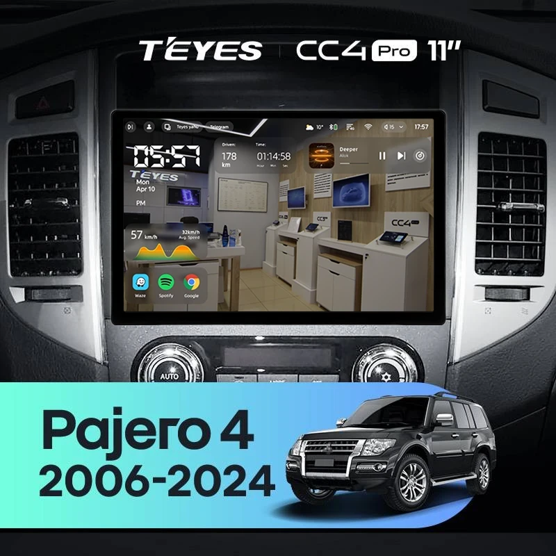 Штатная магнитола Teyes CC4 Pro 8/128 Mitsubishi Pajero 4 V80 V90 (2006-2024) (11")