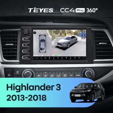 Штатная магнитола Teyes CC4 Pro 360 12/256 Toyota Highlander 3 XU50 (2013-2018) F2 с кнопками