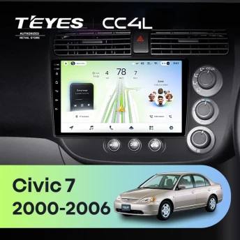 Штатная магнитола Teyes CC4L 6/64 Honda Civic 7 (2000-2006) F2 Правый руль