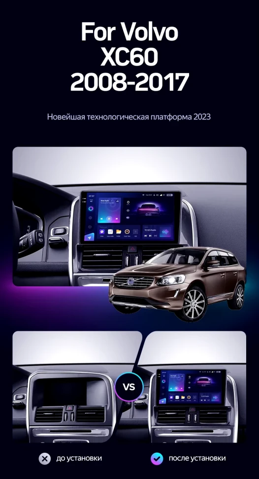 Штатная магнитола Teyes CC3 2K 6/128 Volvo XC60 I 1 (2013-2017) Тип-B